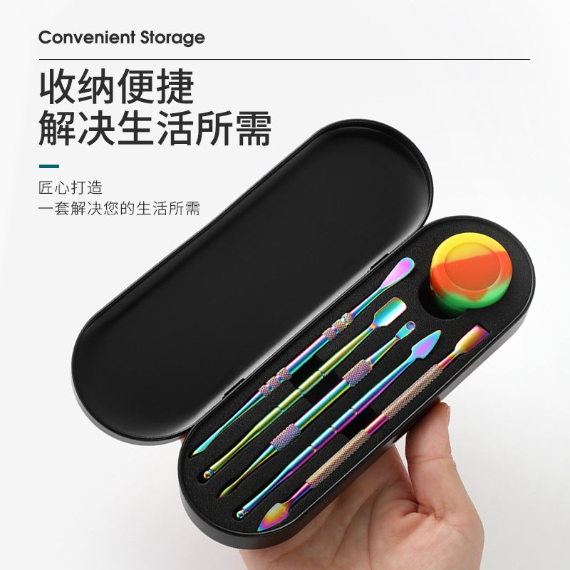 Smoking Accessories with 5ml Silicone Oil Container for Banger Waterpipe Stainless Steel Titanium Carving Tool Wax DAB Tool Set