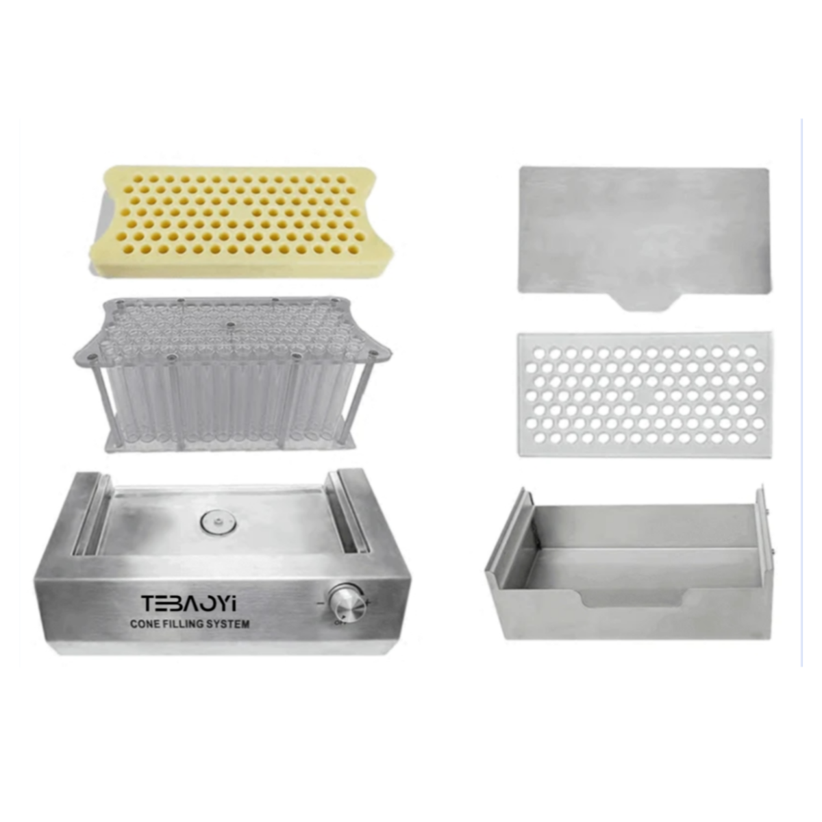 Tebaoyi 100pcs Cone Filler Rolling Machine For King Size 1 1/4 Knockbox Cone Filling Machine