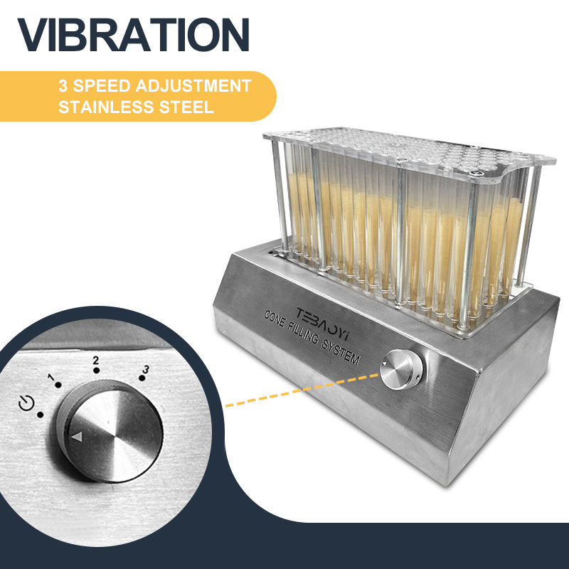 Tebaoyi 100pcs Cone Filler Rolling Machine For King Size 1 1/4 Knockbox Cone Filling Machine