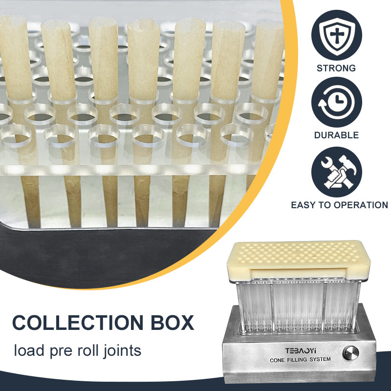 Tebaoyi King Cone Filler Cone Filling Machine 100 pcs At a Time Cone Filler 84mm/98mm/109mm Pre-roll Machine