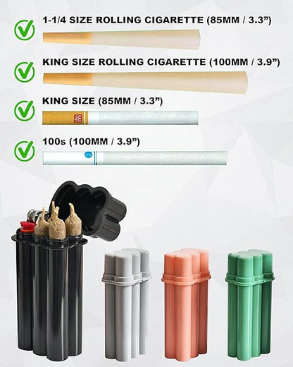 Pre Rolled Joints Packing Holder With Lighter 2 in 1 Case Lighter Kit of 4 Holes for Cigarette Tobacco Stash Container Box