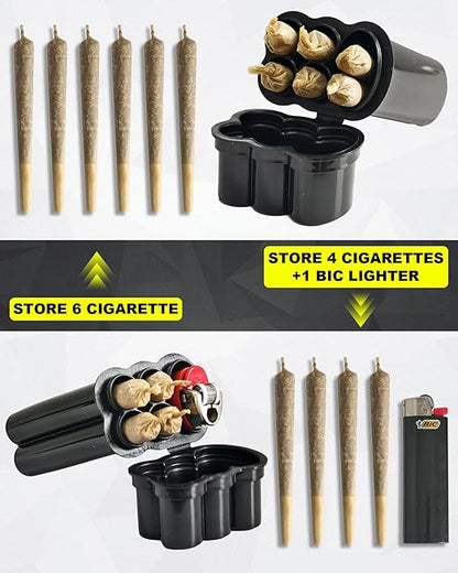 Pre Rolled Joints Packing Holder With Lighter 2 in 1 Case Lighter Kit of 4 Holes for Cigarette Tobacco Stash Container Box